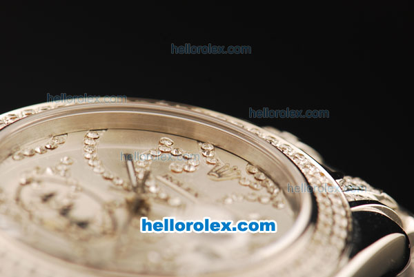Rolex Datejust Rolex 3135 Automatic Movement Full Steel with Diamond Bezel and Diamond Strap - Click Image to Close